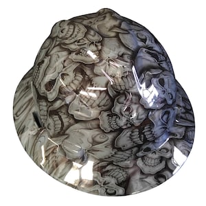 Custom Hydro Dipped Gray Insanity Skulls MSA V-Gard Full Brim Hard Hat