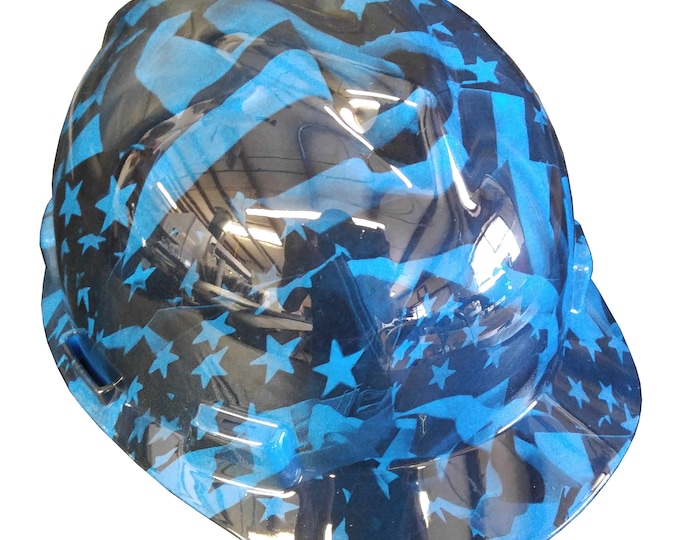 Hard Hat MSA V-Gard Cap Style Custom Blue Midnight American Flag