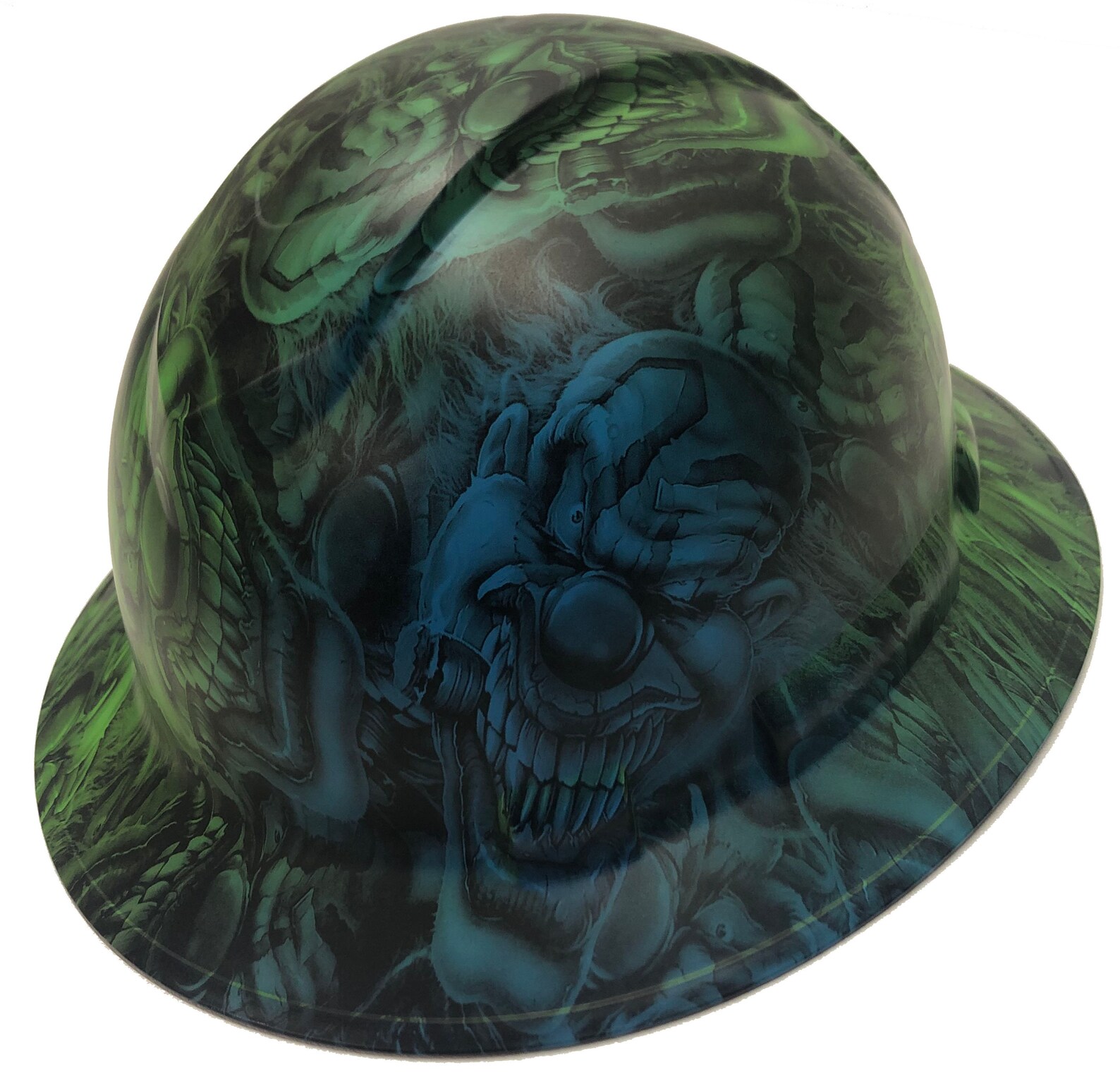 Custom Hard Hat Two Toned Blue & Green Boss Skulls Full Brim Etsy