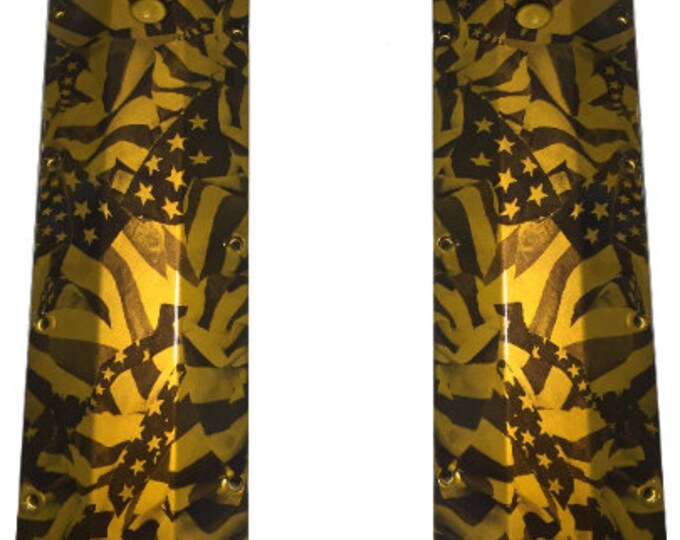 Chevy Big Block 1965-2000 Valve Cover  Mr Gasket 6831BG HOK Gold Midnight American Flags