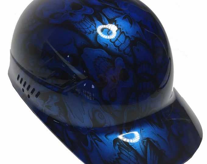 Custom Hydro Dipped Speedway Blue Insanity Skulls Bump Cap