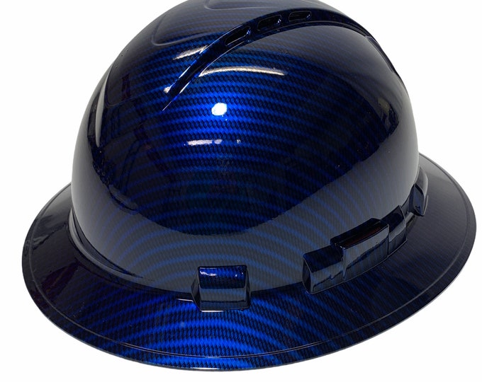 Hard Hat Ridgeline Full Brim vented Custom Kandy Blue Carbon Fiber hydro dipped
