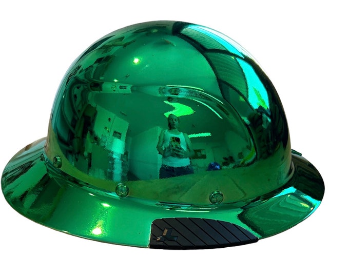 Custom Chrome Kandy Green Lift DAX Carbon Fiber HDC-15KG Full Brim Hard Hat