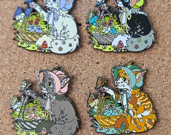 Cottagecore Basket Cat Enamel Pin