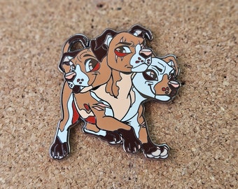Tan Pitbull Cerberus Enamel Pin