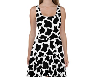 cow print skater dress Pastel Pink Cow Print Cowgirl Skater Dress
