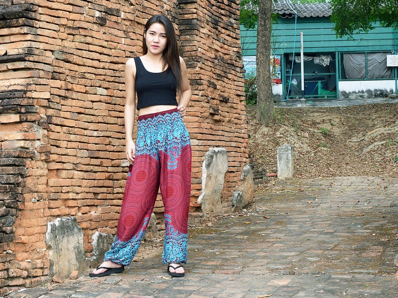Orient Trail Mandala Design Smocked Waist Harem Pants Size 0-22 Hippie Pants Yoga Pants Boho Pants Womens