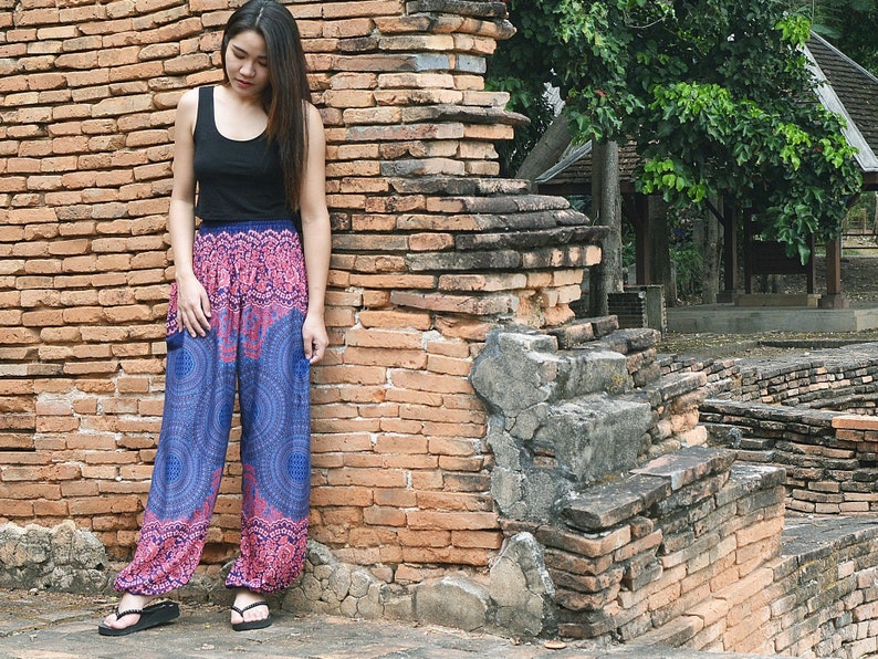 Orient Trail Mandala Design Smocked Waist Harem Pants Size 0-22 Hippie Pants Yoga Pants Boho Pants Womens