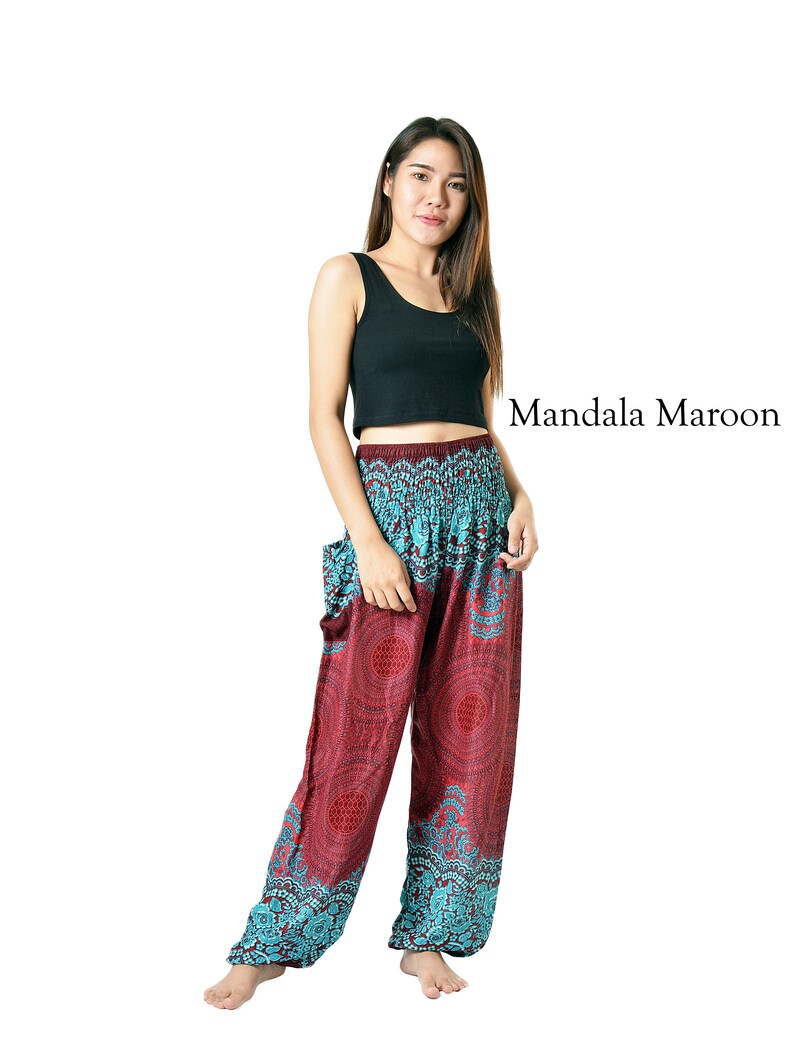 Orient Trail Mandala Design Smocked Waist Harem Pants Size 0-22 Hippie Pants Yoga Pants Boho Pants Womens