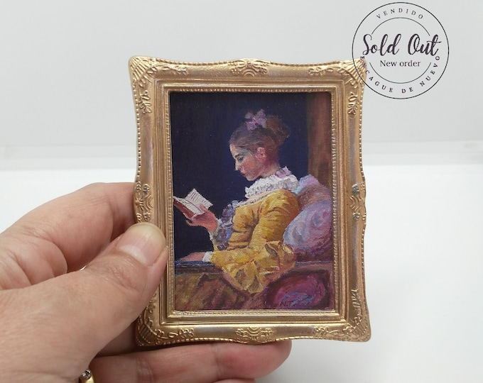 On request, miniature version, painted in oil. Fragonard's Reader. Version 1/12, miniature