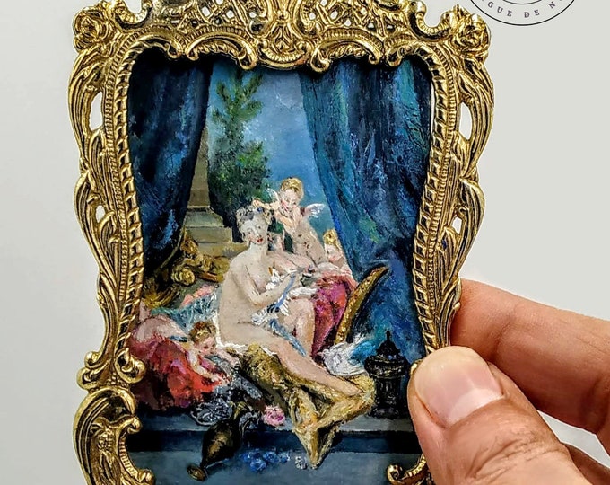 On request: Miniature version, painted in oil, of The Bath of Venus by F. Boucher, rococo