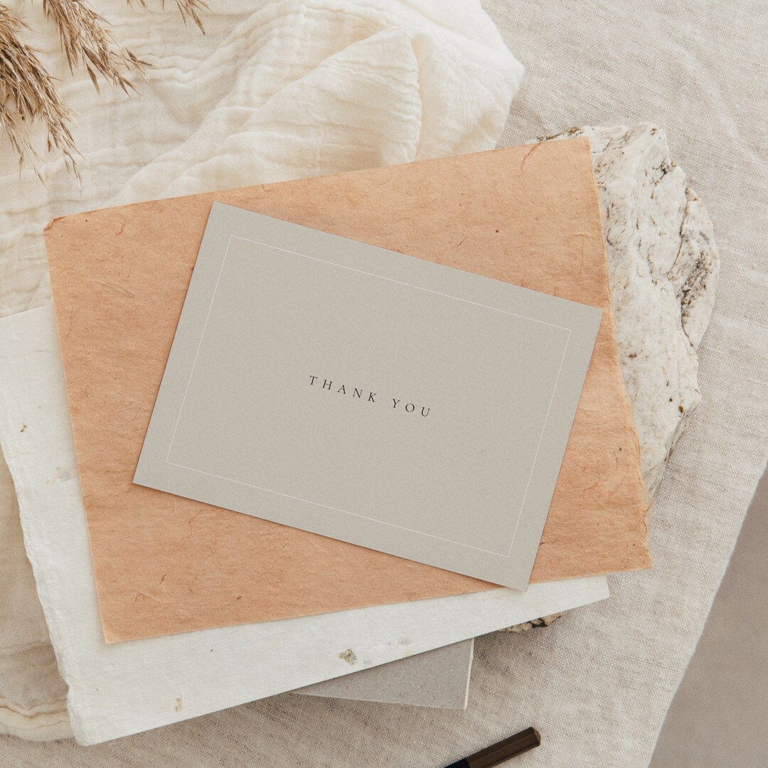 A6 Modern Minimal Thank You Card Design Canva Template Etsy