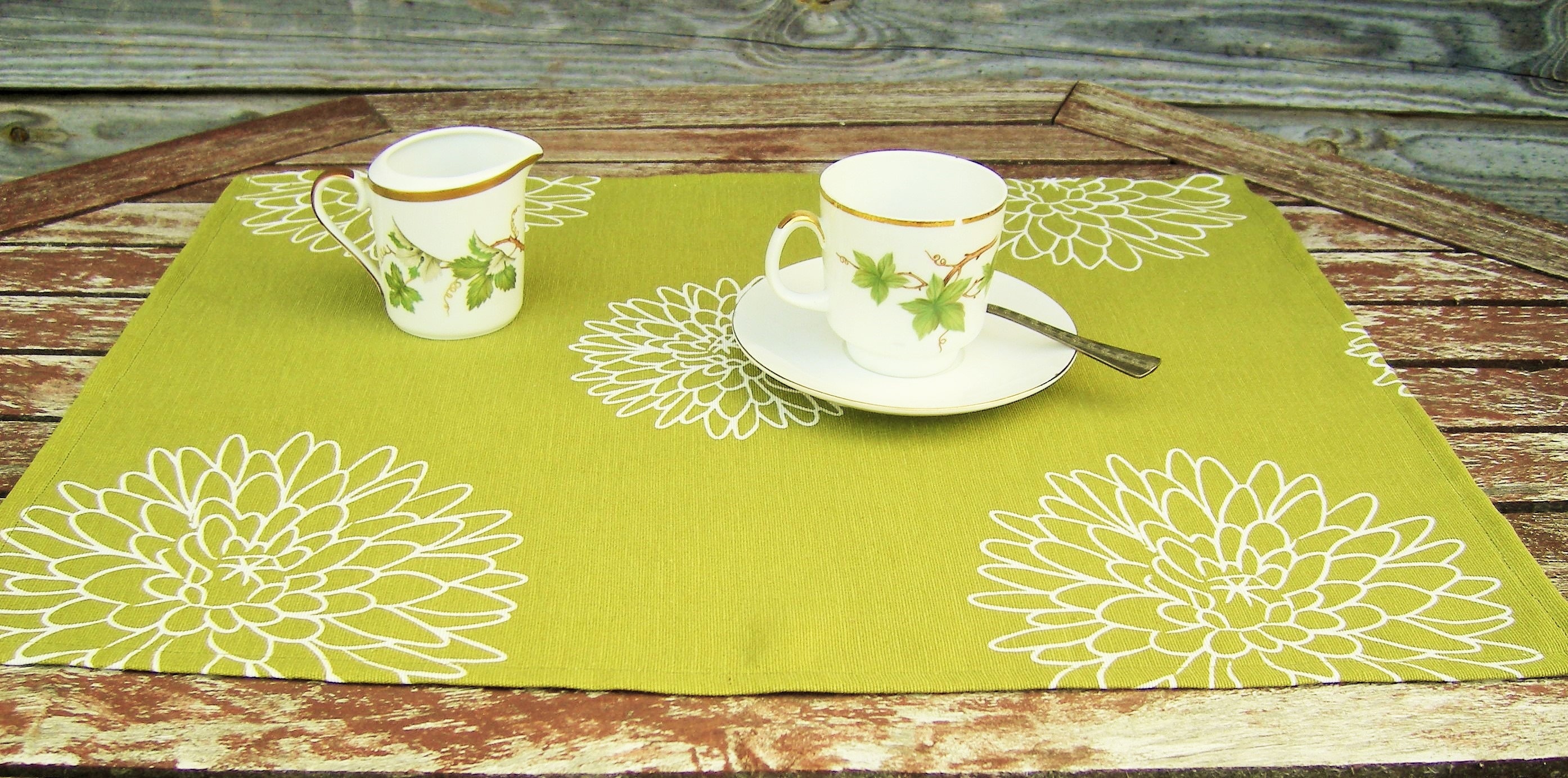 Green Placemat Table Decor Placemats Handmade Dining Etsy
