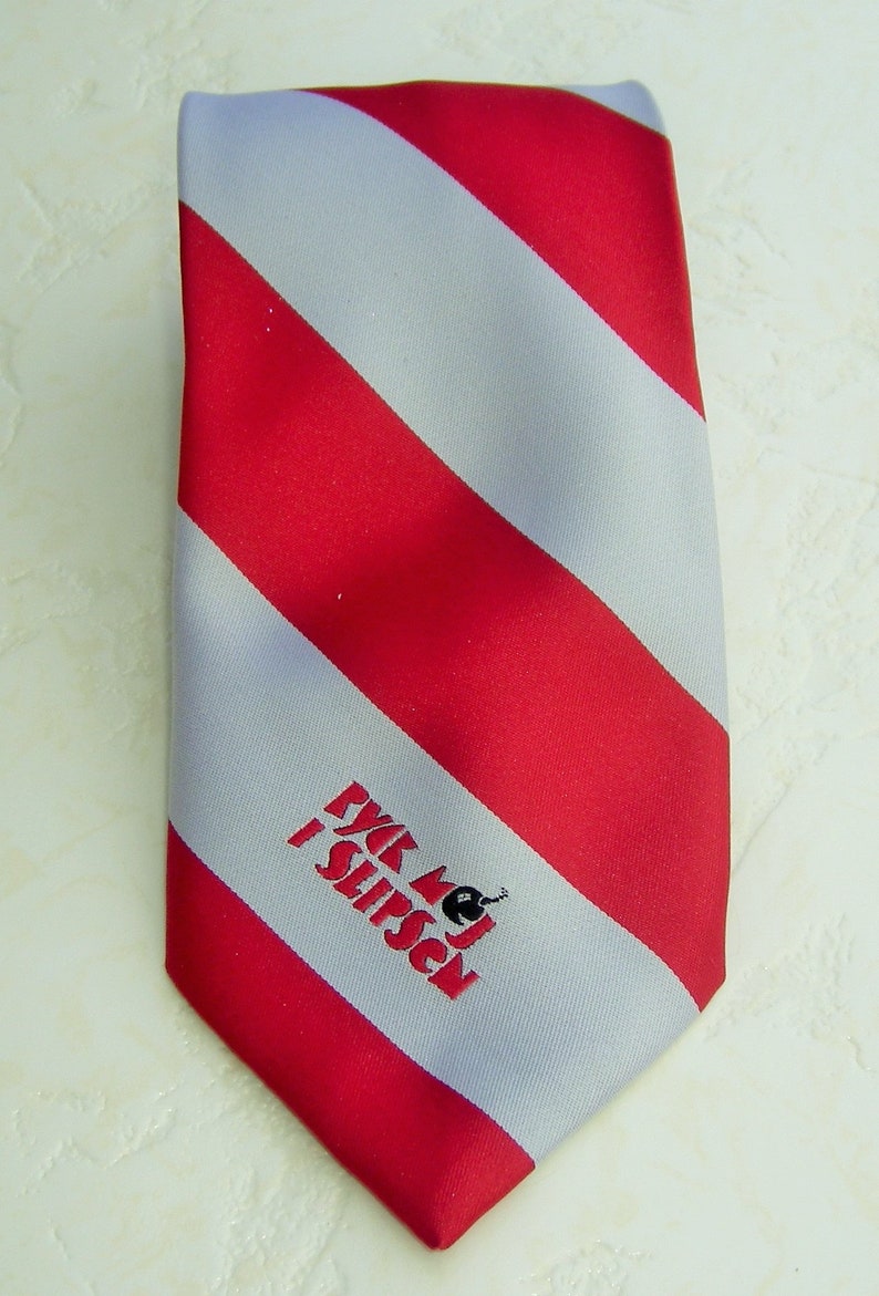 Vintage rood en grijs diagonaal gestreepte stropdas afbeelding 5