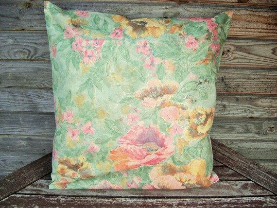 Green Flower Pillow Cover Throw Pillow 2020 Inch Pillow Etsy