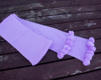 Purple Handknitted Scarf with tassels, Winter Accessories, Scarf, Long Scarf, Hand knit scarf, Clothing, Handmade knitting, Scarves