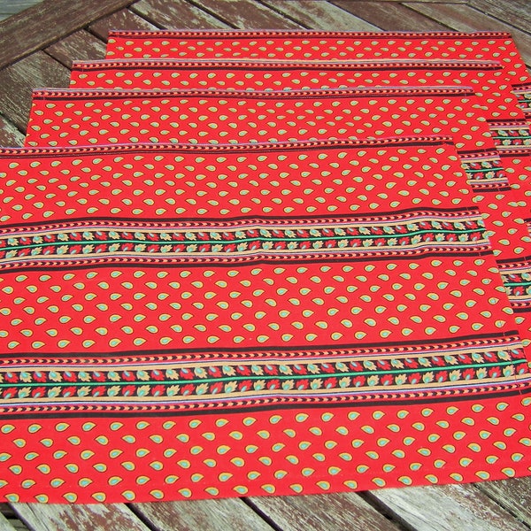 Rote Tischsets Satz von 4, Tischmatte handgemachte Speisebedarf, rustikale Landhausstil, Tischwäsche, kostenloser Versand, Home Textiles, RE-USED