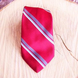 Red blue gray and white diagonal striped tie Vintage neckties, Ties Neckties Mens Necktie, Vintage Tie, Vintage necktie, Free Shipping