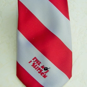 Vintage rood en grijs diagonaal gestreepte stropdas afbeelding 6