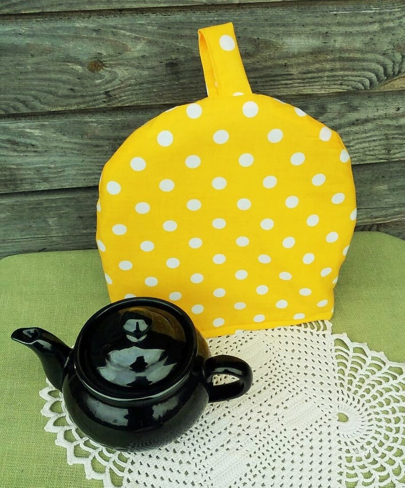Yellow Polka Dots Teapot Cozy Fabric Coffee Pot Cozy Tea Pot Etsy