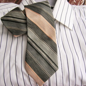 Dark green and beige diagonal striped tie, Vintage neckties, Ties, Neckties, Mens Necktie, Vintage Tie, Vintage necktie, Free Shipping