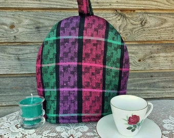 Colorful plaid Teapot cozy, Coffee pot cozy, Tea pot cozy, Tea pot cover, Pot cover, Coffee pot warmer, Tea lover