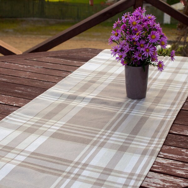 Karierte Tischläufer, handgemachte Speisebedarf, rustikale Landstil, weiß Beige Tischtuch, Home-Textilien