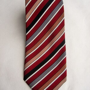 Dark red, black and Grey diaoganal striped tie, Gift for Him, Mens Necktie, Vintage Mens Necktie, Mens tie, Polyester necktie, Free Shipping