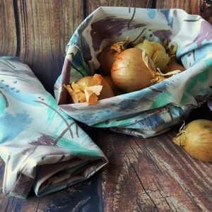 Vegetable bag Produce bag, Market bag, Drawstring closure, Reusable bag image 1