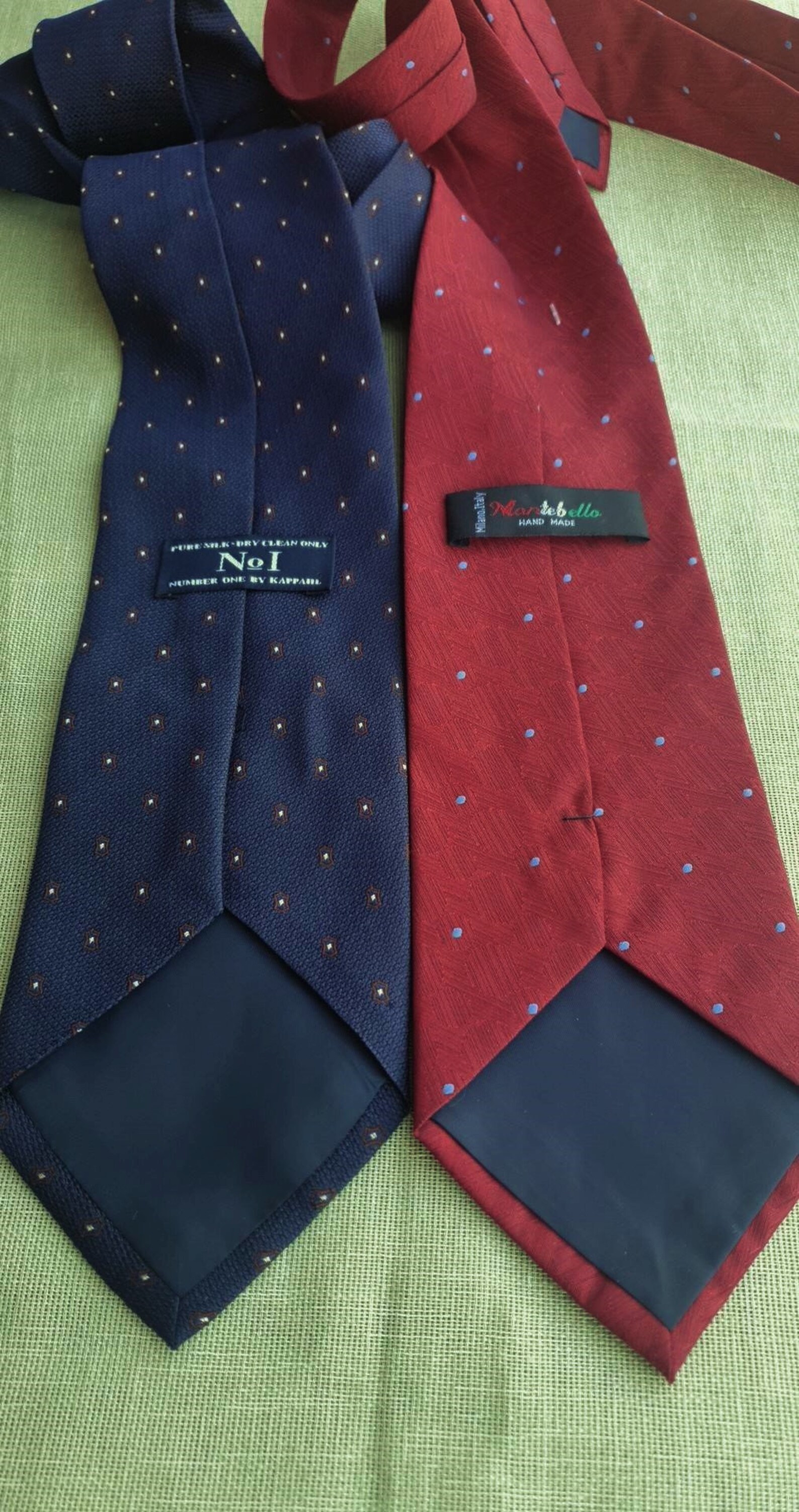 Set of 2 Vintage Neckties, Dark Blue and Dark Red Neckties Tie