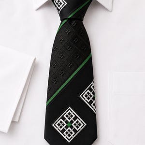 Corbata vintage de poliéster, estampado geométrico retro, accesorio de moda para hombre imagen 1