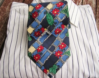 Krawat męski vintage z kwiatowym wzorem, krawaty retro z poliestru, krawat vintage, krawat męski, krawat męski vintage, krawat retro