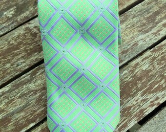 Corbata geométrica verde vintage, corbata con diseño retro Atlas