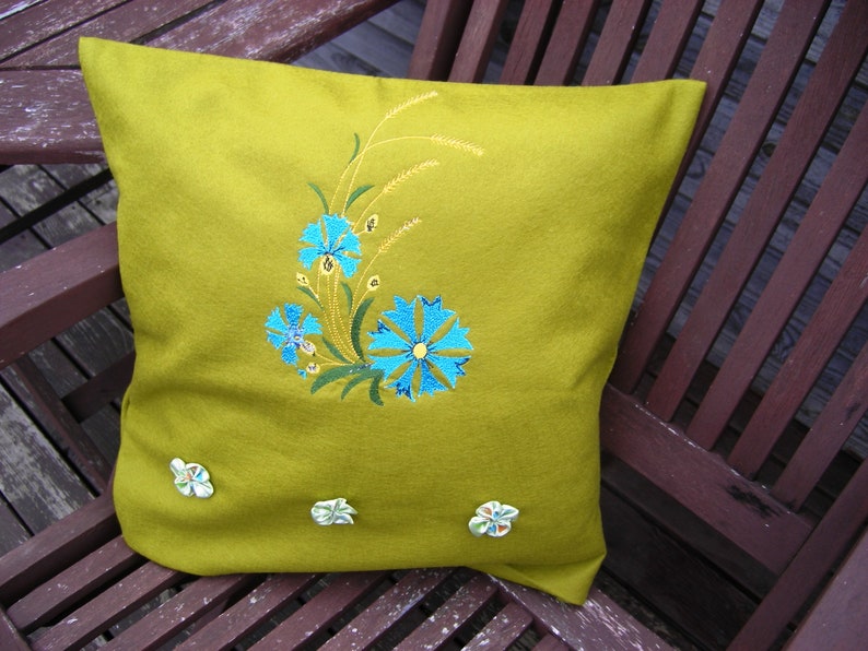 Mustard Green Pillow Cover Throw Pillow 16x16 inch Etsy
