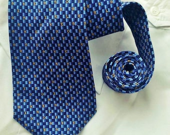 Blue Silk Vintage Mens Necktie, Finnish Design