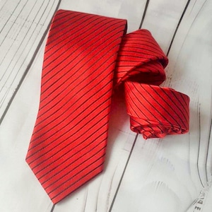 Red striped Tie, Mens tie, Vintage Tie,  Red striped, ties, Free Shipping, Silk necktie Boys neckties