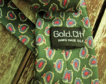 Green Vintage Necktie, Mens Accessories Mens Necktie, FREE SHIPPING, Mens tie, Dark Green pattern necktie, Vintage Mens neckties, Retro tie