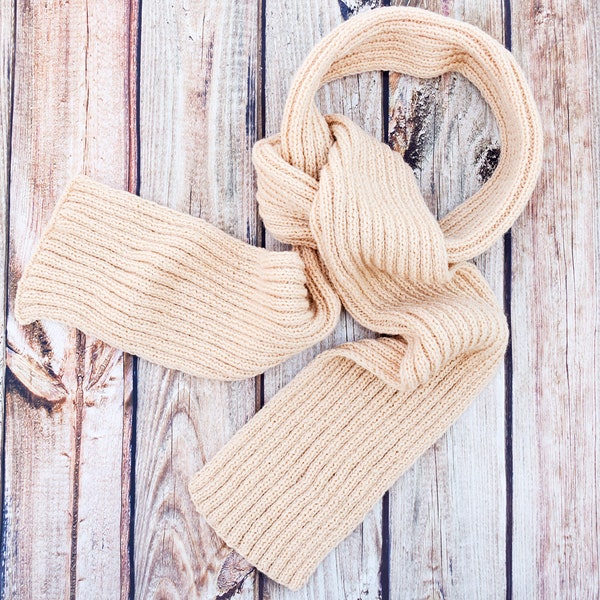 Handgestrickter Schal aus Wollmischung, Winter Accessoires, Beige
