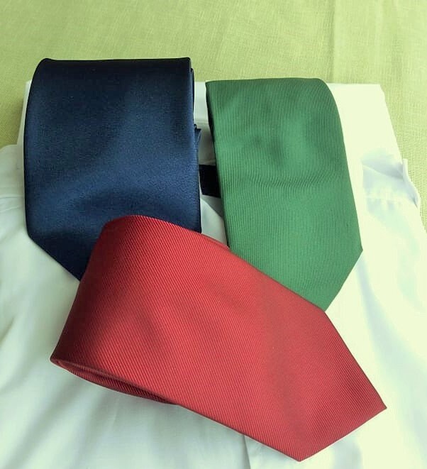 Set of 3 Vintage Neckties, Dark Blue, Green and Red Neckties Tie