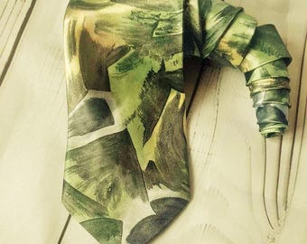 Corbata abstracta verde vintage para hombre, corbatas, corbata vintage, corbatas para hombre, ENVÍO GRATIS, corbata vintage para hombre, corbata retro