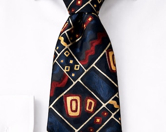 Vintage 100% Silk Necktie, Classic Pattern Men’s Tie, Well Preserved Retro Silk Tie Gift for Him