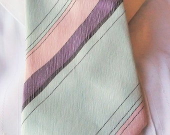 Randig Vintage Slips, Retro Herrslips, Tillverkad i Sverige, FRI FRAKT, Herrslips, Vintage Herrslipsar, Enfärgad slips