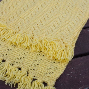 Yellow Handknitted Scarf, Winter Accessories, Handknit Yellow Acrylic scarf, Handmade Yellow Scarf, Warm image 4