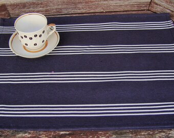 Striped Placemats Table placemat Tablecloth decor, Summer party, Kitchen, Dark Blue and White striped, Table Linen, Home textiles