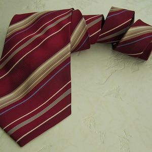 Dark red beige gray and blue diagonal striped tie Vintage neckties Ties Neckties Mens Necktie, Vintage Tie, Vintage necktie, Free Shipping
