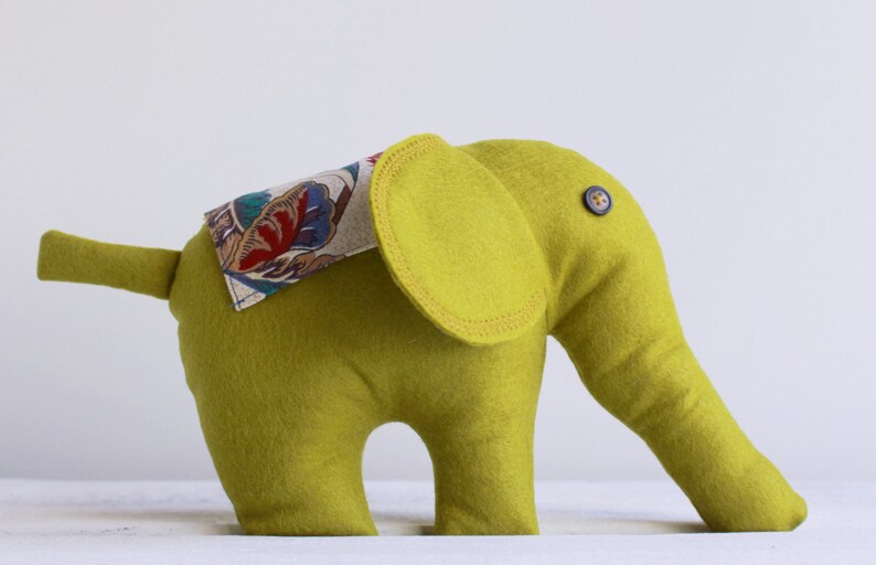 Mustard green Stuffed Elephant Soft Plush Toy Baby Nursery Etsy