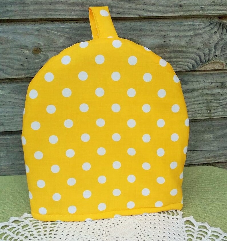Yellow Polka Dots Teapot Cozy Fabric Coffee Pot Cozy Tea Pot Etsy