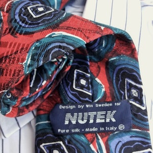 Vintage Necktie, Mens Necktie, FREE SHIPPING, Mens tie, Dark Blue green and red  necktie, Retro ties, Vintage mens  neckties