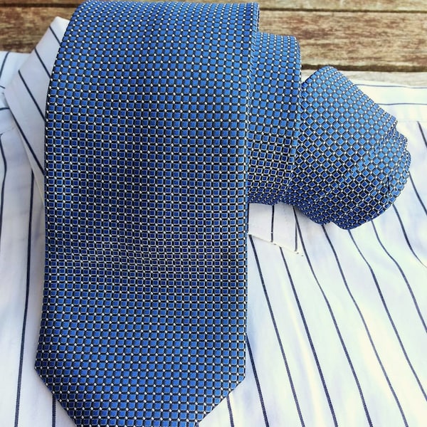 Retro Herren Krawatte, Blau Geometrisches Muster