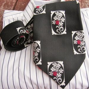 Mens Tie, Black and pattern necktie, Neck, Tie, Free Shipping, Ties, Neckties, Vintage Tie  Mens Necktie, Vintage Neckties
